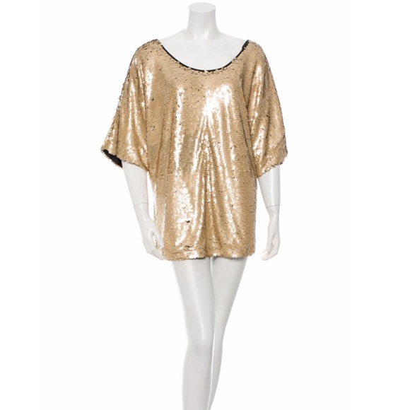 RACHEL ZOE Short Sleeve Sequined Top - Picture 1 of 6